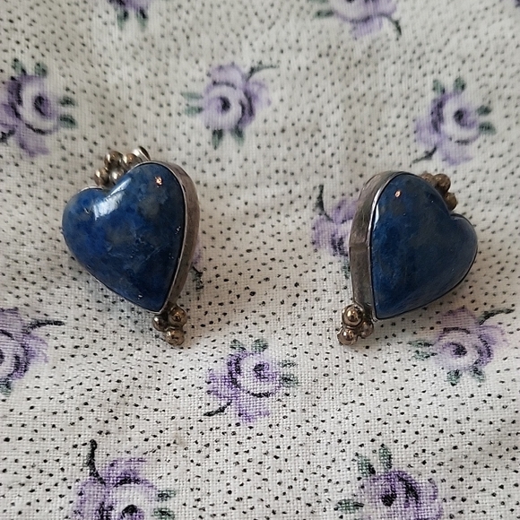 Lapis Heart Earrings